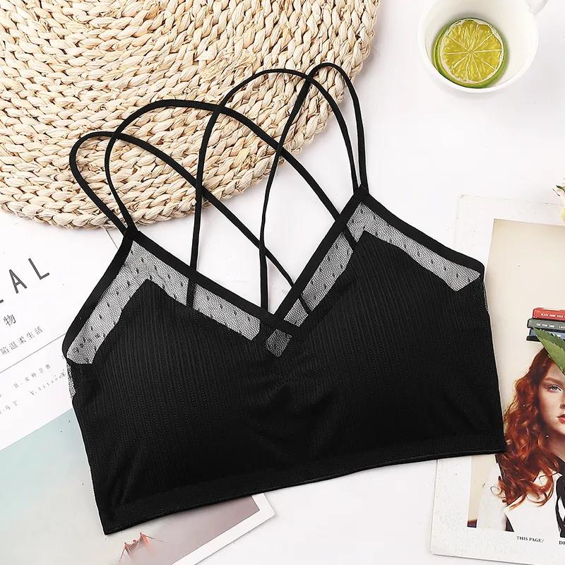 Graphene Ice Traceless Underwear Women's Bra Gathered Without Steel Ring Sports Sexy Lace Suspender Beautiful Back Woman