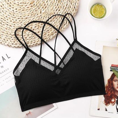 Graphene Ice Traceless Underwear Women's Bra Gathered Without Steel Ring Sports Sexy Lace Suspender Beautiful Back Woman