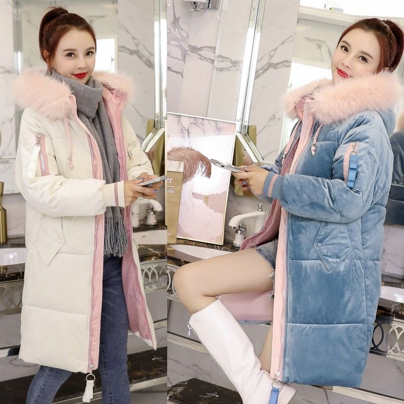 Gold Velvet Women's Cotton Coat Mid-length Student Korean Winter Jacket Fashion Warmth Parka Coat