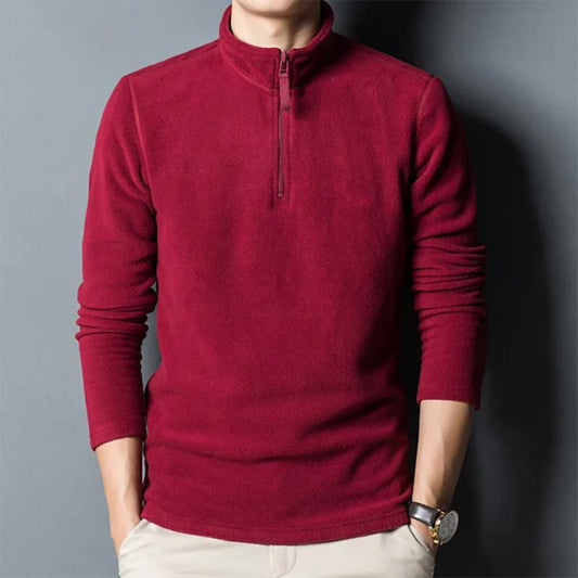 Fleece Sweater Men's Stand-up Collar Polar Fleece Bottoming Sweatshirts Long-sleeved Warm Half-high Collar Zipper Sweater