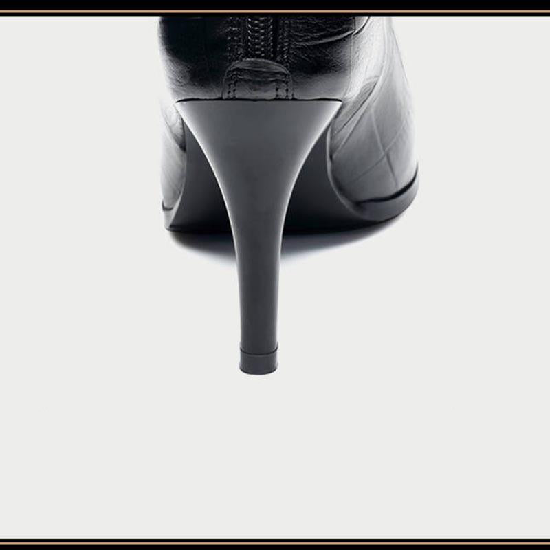 High Heels Women Ankle Boots Pointed Toe Zip Footwear Leather Female Boot Shoes Woman Winter