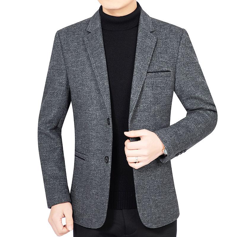 Middle-aged Men's Wool Stand Collar Jacket Autumn and Winter Fashion Handsome Gentleman Send Sweater Dress Jacket