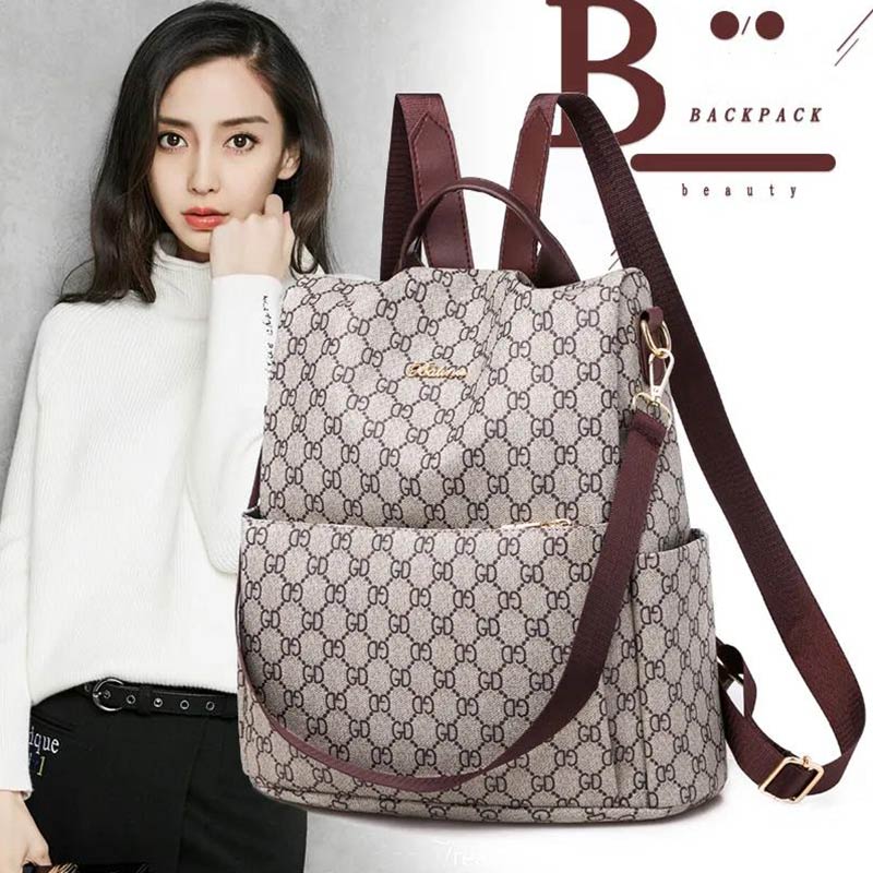 Large-capacity Backpack Ladies Bag Trendy All-match School Bag Leisure Travel Bag Soft Leather Backpack