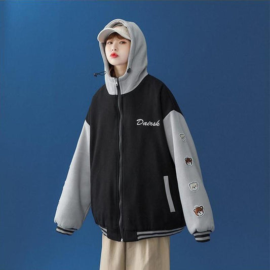 Hooded Jacket Women's Spring and Autumn Short Baseball Uniform Tide High Street Jacket Korean Version Loose Sweet Autumn Winter Spring Top