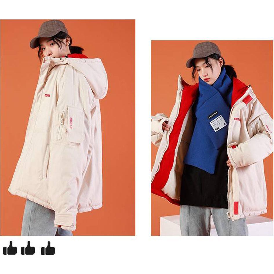 Winter Women's Solid Color Cotton Jacket Fashion Solid Color Mid-length Down Jacket Thickened Warm Mid-length Cotton Jacket