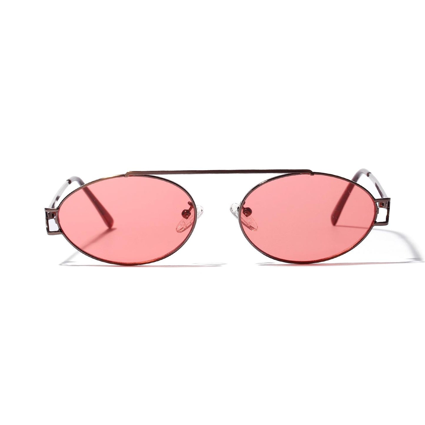 WTEMPO Ultra Light Metallic Color Lens Retro Art Eyeglasses Single Beam Oval Sunglasses