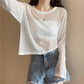 Loose and Thin Long-sleeved Hollow Knitted Sweater Women's All-match Sunscreen Shirt Top Sexy See-through Dress