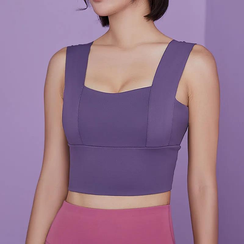 Women's Sports Bra Solid Color Sleeveless Halter Fitness Sling Anti-sliding Shock Absorption Outer Wear Yoga Bra