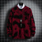 Men Sweater Autumn Winter Tie-dye Printing Men's Knitted Pullover Casual Long Sleeve Imitation Mink Warm Sweater