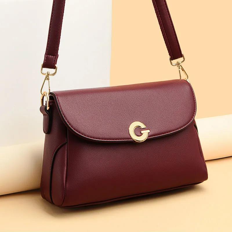 Women Shoulder Messenger Bags Casual Female Crossbody Bags Soft Surface Genuine Leather Cowhide Two Shoulder Straps Adjustable