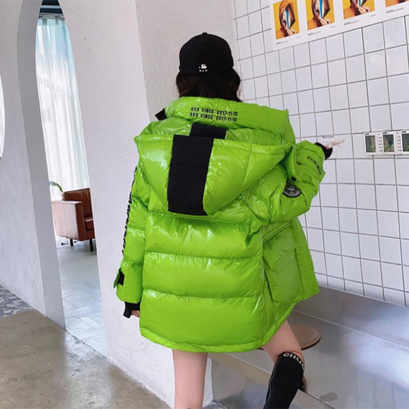 Women's Shiny Short Down Jacket Winter Korean Style Loose Quilted Jacket Casual Stand-collar Padded Jacket