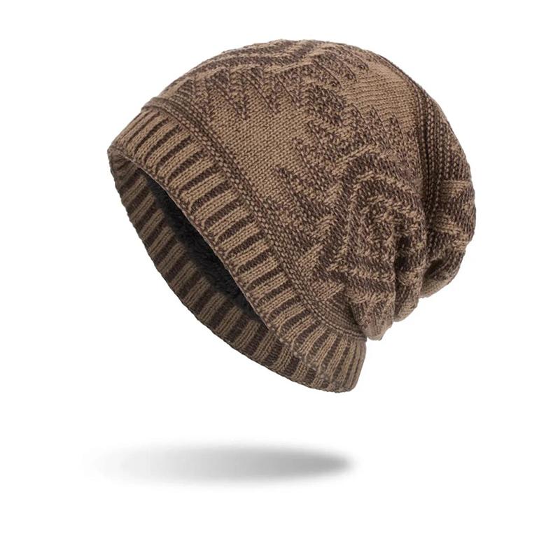 Men's Winter Cold Hat Diamond-shaped Long Hedging Hat Plus Velvet Warm Ear Protection Knitted Woolen Hat