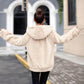 Plus Velvet Padded Faux Rabbit Fur Hooded Mid-length Loose Long-sleeved Jacket Women
