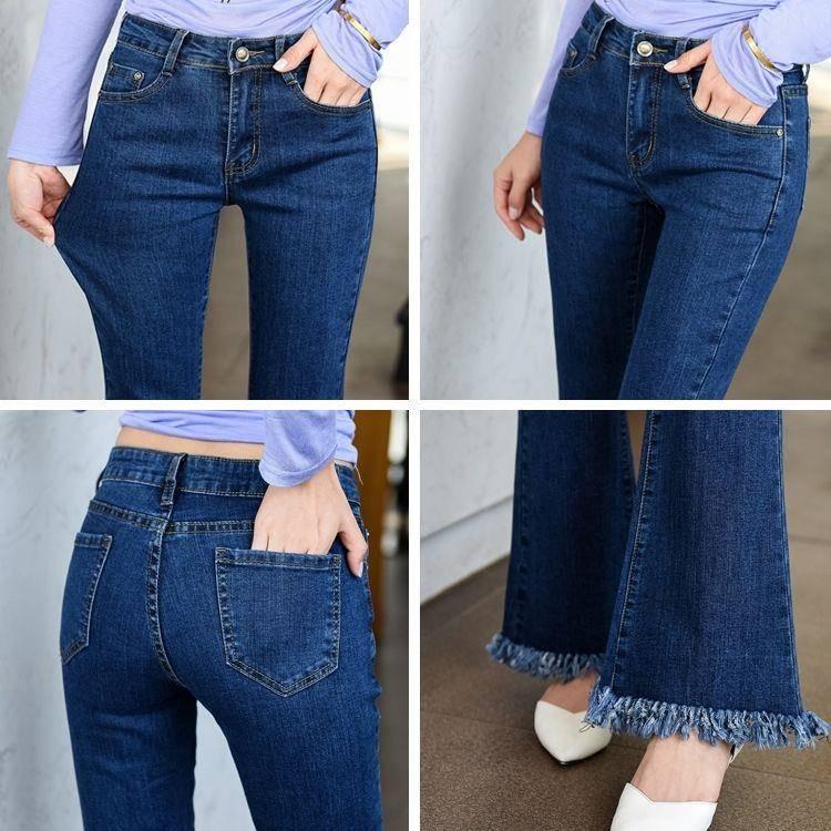 Womens Large Size High Waist Stretch Slim Sexy Flare pants female jeans high waist denim trousers