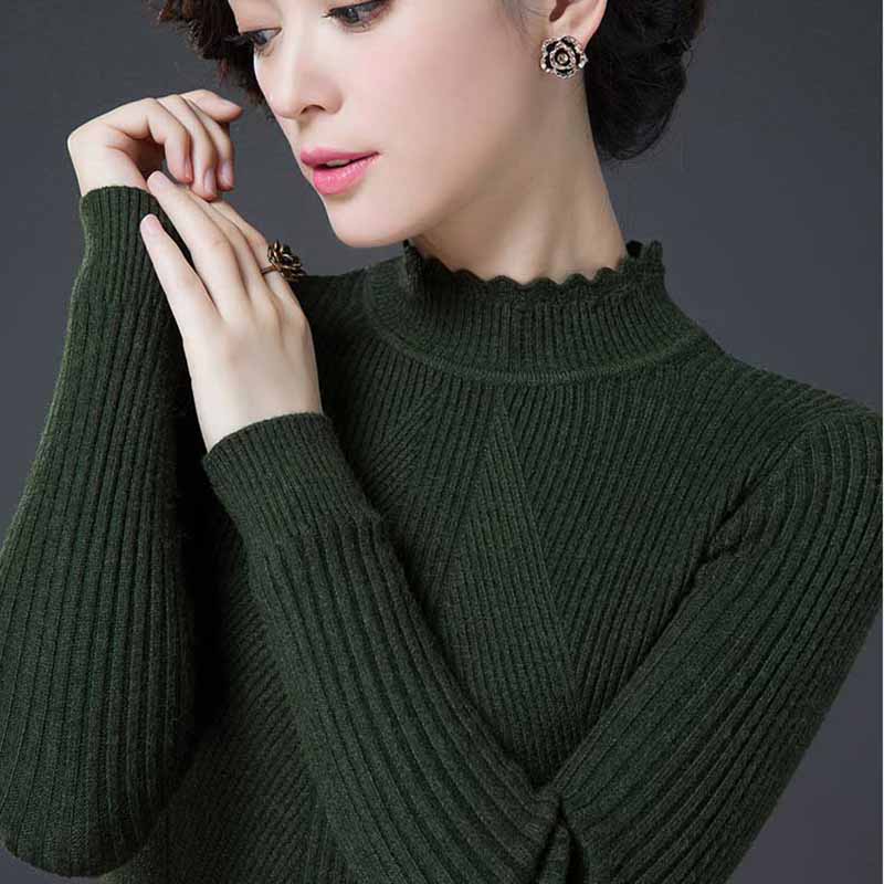 Winter Women's Woolen Sweater  Thickened Warm Turtleneck Sweater Slim Cashmere Sweater Jumper Tops