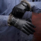 A Pair of Leather Gloves Men's Winter Plus Velvet Thick Warm Touch Screen Cycling Gloves