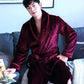Plus Size Men Cashmere Bathrobe Long Robe Coat Shawl Bathrobe Absorbent and Quick-drying Home Clothes