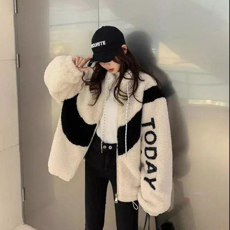 Winter Plus Fleece Stand Collar Polar Fleece Jacket Student Campus Wind Casual Korean Coat Thick Lamb Fleece Jacket