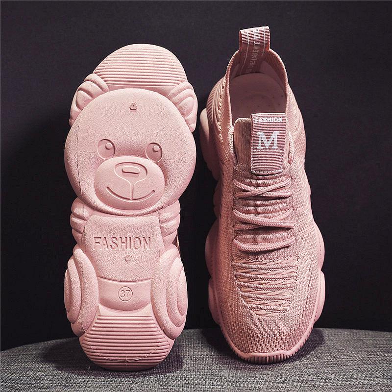 Sports Shoes Female Ins Breathable Lightweight Flying Woven Shoes Female Students Wild Running Shoes