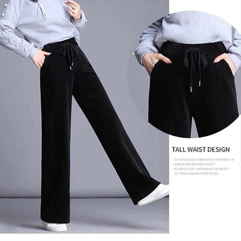 Winter Corduroy Plus Size Plus Velvet Thick Warm Wide-leg Pants Women's Corduroy Pants Drape Casual Pants Are Thin and Fashionable