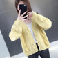 Autumn and Winter Thick Solid Color Sweater Loose V-neck Knitted Top Cardigan Casual Female Jacket