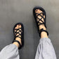 European Roman Sandals Women's Summer Leather Flat Casual All-match Beach Foot Ring Strap Sandals