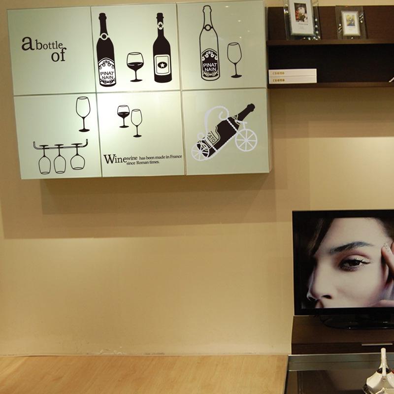 Glass wine bottle Decorative personality kitchen bar DIY creative pvc wall sticker no opp packaging