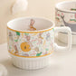 Blue Lotus Cute Rabbit Ceramic Cup Home Mug Girls High-value Couple Cup Large-capacity Water Cup