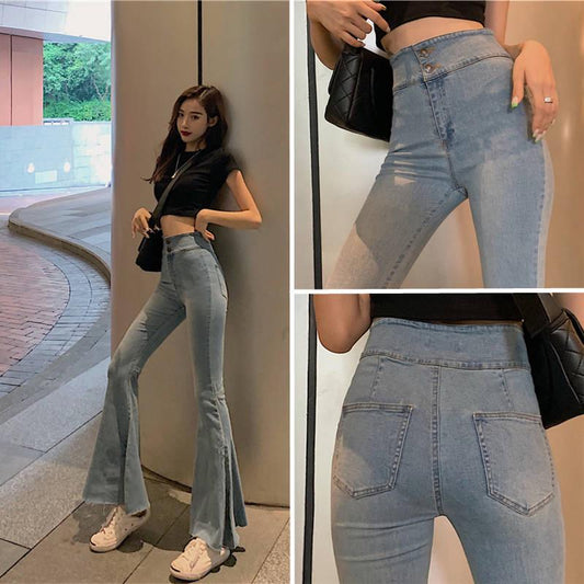 Fashion Long Jeans Pants For Women Flare Trousers Plus Size Denim Female