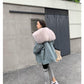 Parker Overcome Women's Detachable Imitation Fox Large Fur Collar Plush Liner Short Faux Fur Jacket Women's Warm Loose Large Size Cotton Jacket