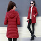 Women Autumn Winter Medium Long Coat Thicken Warm Hooded Jackets Cotton Padded Puffer Jacket Overcoat Slim Mid-length Windproof Parkas