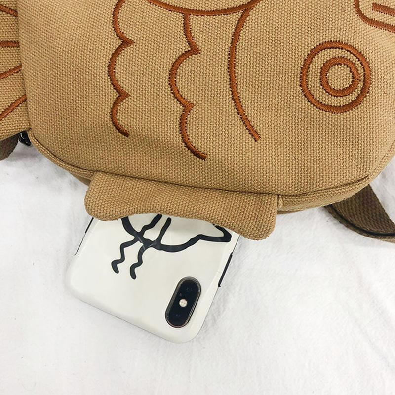 Cartoon Fish Shape Canvas Messenger Bag Cute Small Bag Wild Mini Canvas Bag Girl Student Outing Trip Crossbody Bags