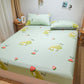 Cotton Bed Pillow Set Three-piece Plus Thick Anti-skid Protection Bed Cover 1.8 Meters 2 Meter Bed Bedding Set Print Field Garden Wind