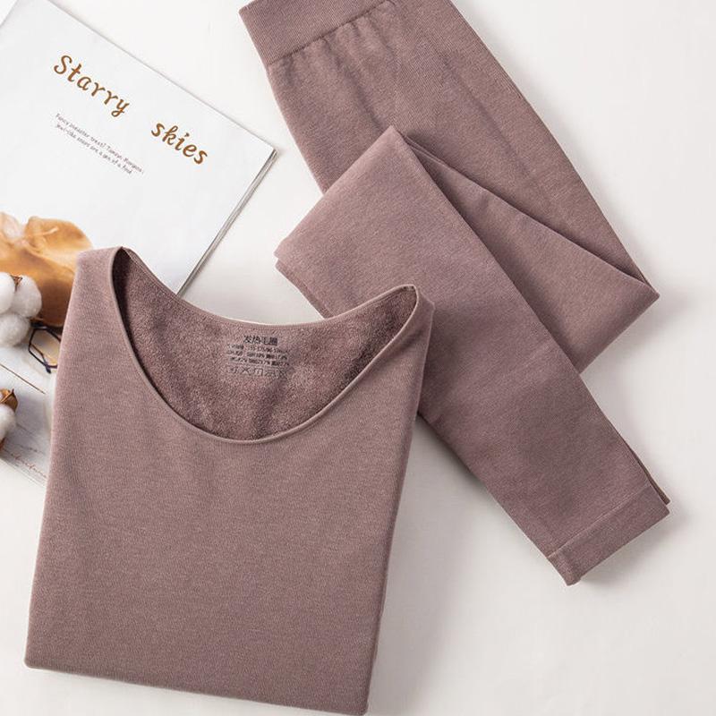 Thermal Underwear Women's Suit Heating Loop Fleece One Thickening Plus Fleece Cotton Sweater Body Tight Autumn Clothes Long Trousers