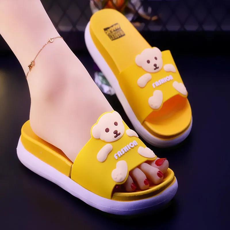 Slippers Female Indoor Home Cute Princess Wind Cartoon Bear Bathroom Bath Non-slip Wet Water Sandals and Slippers