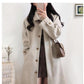 Black Long Woolen Winter Korean Style Over-the-knee Thick Coat for Female Students Loose and Thin Woolen Coat