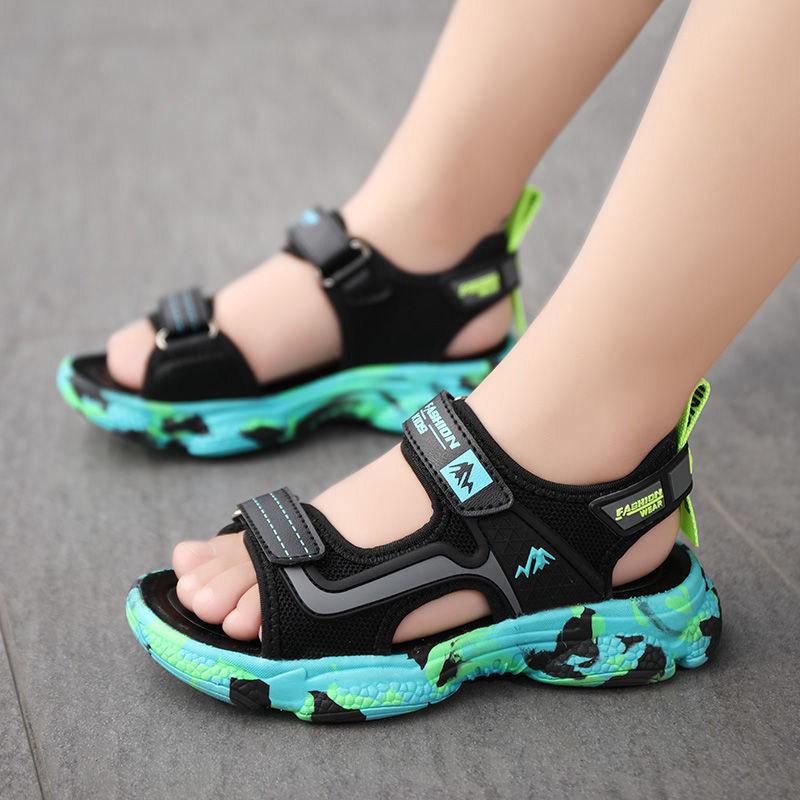 Boys Leather Sandals Summer Children's Beach Shoes Student Soft-soled Non-slip Shoes