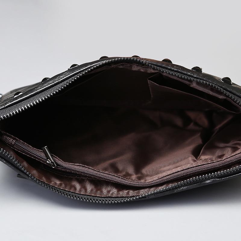 Business Briefcase Men Black Rivets Large Capacity Anti-theft Shoulder Crossbody Mobile Phone Bag