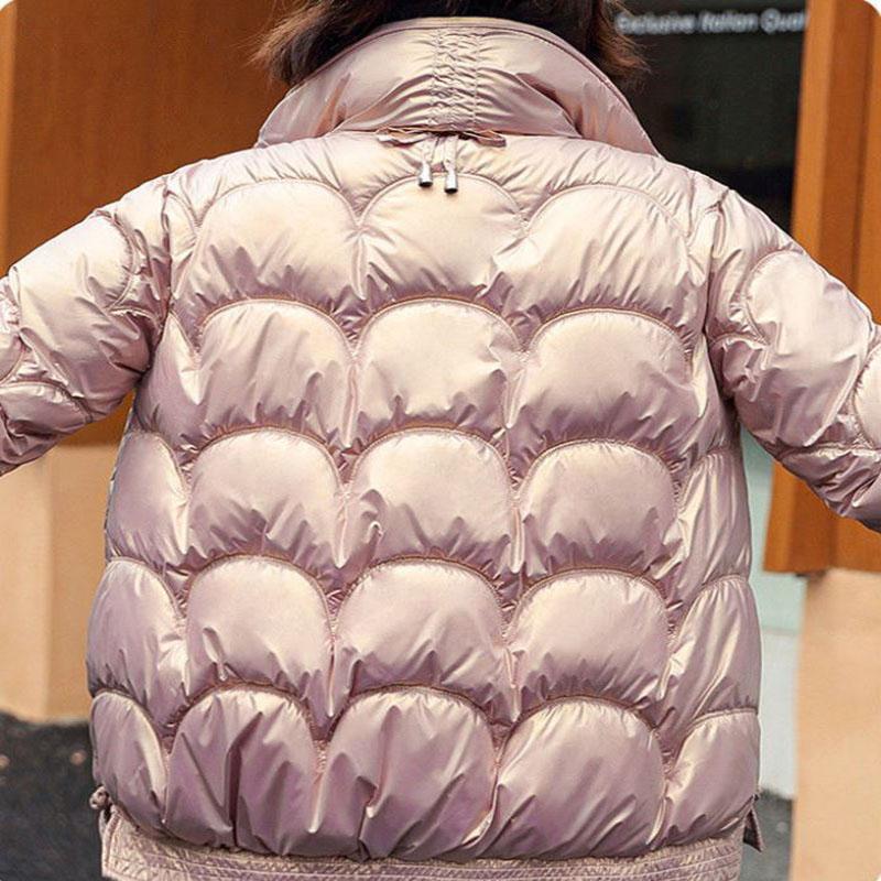 Down Cotton Jacket Winter Loose Korean Color Glossy No-wash Stand Collar Short Cotton Jacket Suitable for Women
