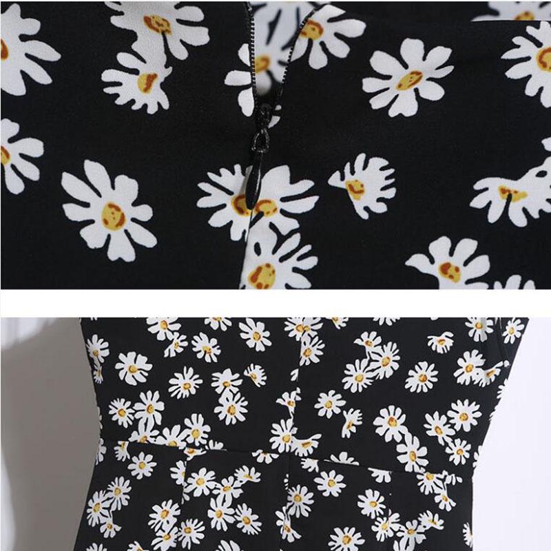 Pofulove Women's Little Daisy Floral Dress Summer Sleeveless slip dress  Midi Sexy A-line ruffled Spaghetti Strap Dress