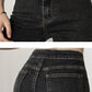 High Waist Elastic Micro Jeans Female Spring and Autumn Slim Slimming Color Stitching Wide Leg Trumpet Pants