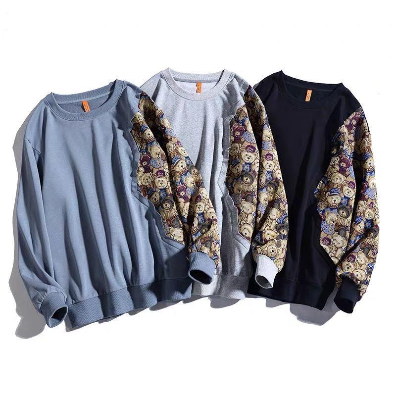 Stitching Round Neck Sweater Men and Women Loose Couple Tops Harajuku Fashion