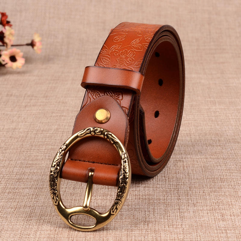 Belt Fashion Women Vintga Leather Belt Women's Pin Buckle Belt Pure Leather Women's Belt