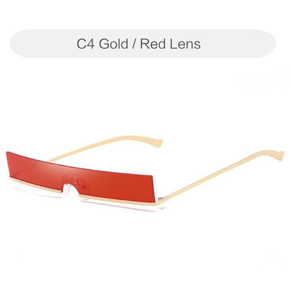 Small Rectangle Sunglasses Women Fashion Metal Frame Designer 90s Sun Glasses Ladies Retro Red Yello