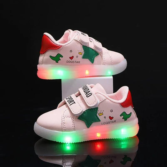 Children's Light Shoes Baby Shoes Spring and Autumn Boys' and Girls' Small White Shoes Anti-skid Middle and Small Children's Sports Walking Shoes