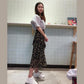 Floral Skirt High Waist  Irregular Ruffle Chiffon Midi Skirt Elastic Waist Mid-length Large Hem Skirt A-line Skirt