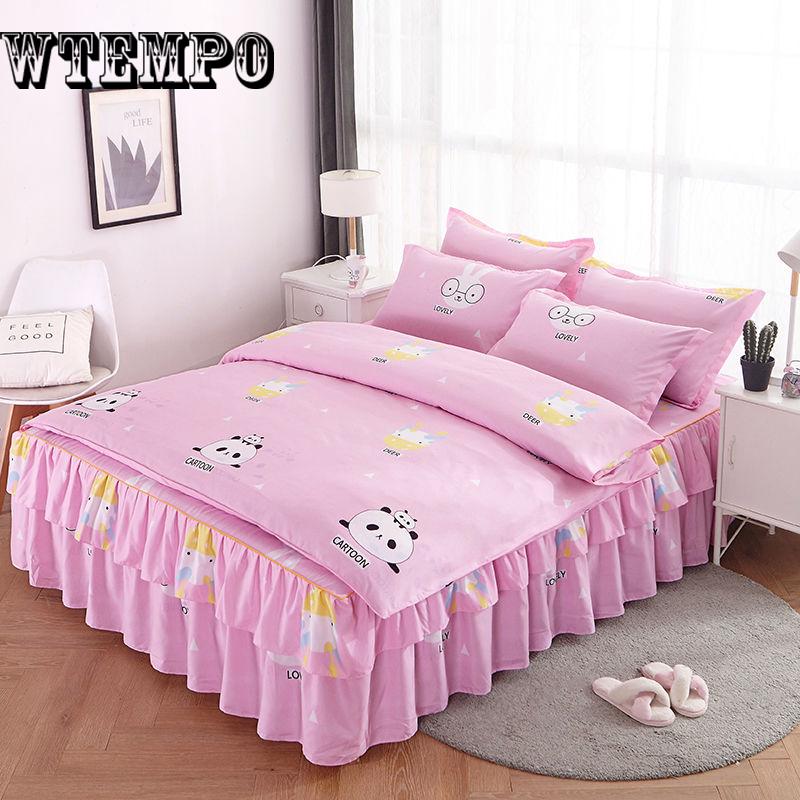 Pattern Decoration Bed Skirt Bedding Set Large Bed Linen Bed Cover Pillowcase Home Textile