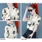 Short-sleeved Chiffon Shirt Ladies Temperament Shirt Summer Top Women's Small Shirt V-neck Neckline Tie Bowknot Fabric Light and Breathable