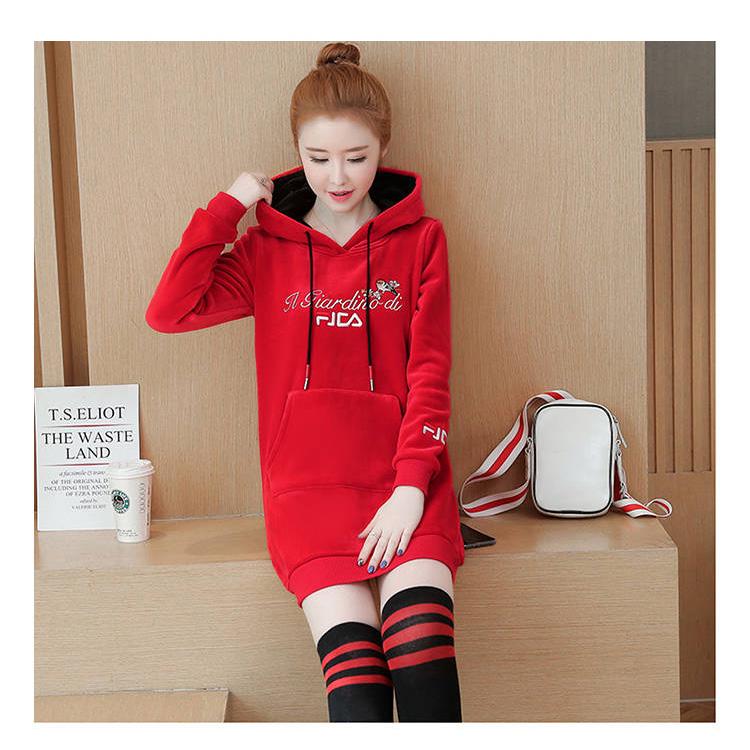 Woman's Loose Sweatshirt Long sleeve Hooded clothes Wild Large size Casual coat keep warm Winter