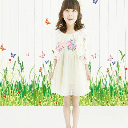 Cartoon New wall stickers spring field romantic warm wallpapers removable corner waist line stickers